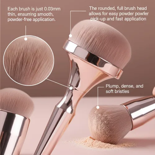 Vista 11 de Juego de brochas de maquillaje profesional, base esponjosa grande y pinceles de rubor con esponja para soplo de polvo