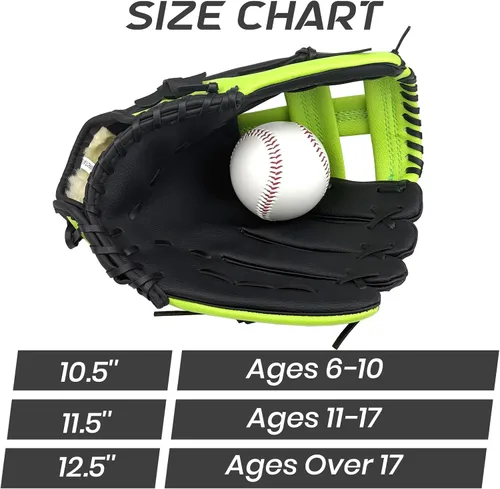 Vista 7 de Guante de béisbol, guante de sóftbol, guante de béisbol, 10.5-12.5 pulgadas para entrenamiento de jóvenes y adultos y juego de principiantes