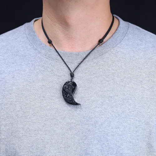 Vista 2 de COAI Collar de dragón y fénix, collares con colgante de Yin Yang para parejas