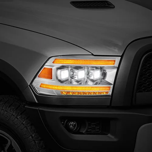 Vista 9 de DNA MOTORING Par de faros LED compatibles con Ram 1500 2500 3500 13-18, luces de proyector de haz alto y doble bajo, LED Switchback, cromado