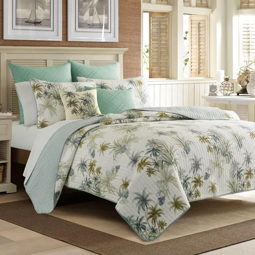 Vista 4 de Tommy Bahama - Funda estándar, ropa de cama de algodón con cierre de sobre, prelavada para mayor suavidad (Serenity Palm Blue, 21 x 27 pulgadas)