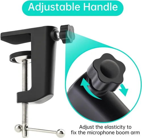Vista 5 de Abrazadera de escritorio, abrazadera en C de metal resistente de 0.51 pulgadas, agujero de rosca de 0.51 pulgadas, soporte de montaje de escritorio