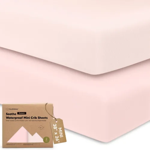 Vista 26 de 2 paquetes de sábanas ajustadas para mini cuna - 38x26 sábanas Pack N Play para colchón Pack and Play, algodón orgánico, ropa de cama transpirable