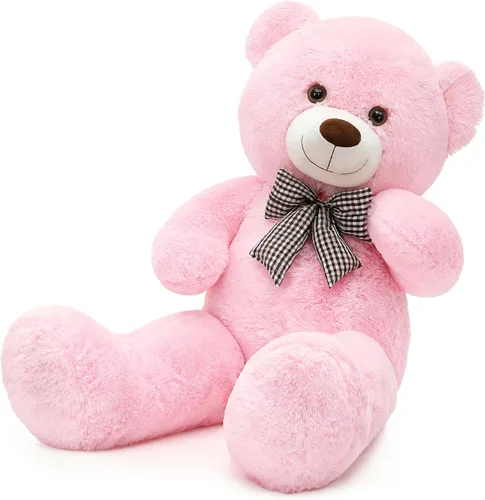 Vista 31 de MorisMos Oso de peluche gigante con corbata de 4 pies, 47 pulgadas, oso de peluche grande clásico, regalo para novia novio en cumpleaños, azul