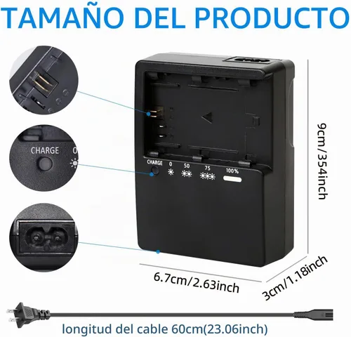 Vista 3 de Cargador KWTOUL LP-E6 para batería LC-E6 LC-E6E LC-E6N LP-E6NH