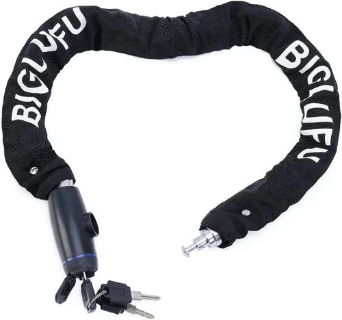 Vista 8 de Candado de cadena de bicicleta con llaves, cerradura de cadena de bicicleta Negro