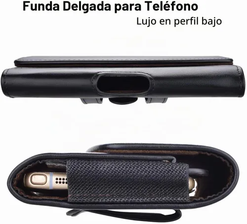 Vista 6 de Funda para teléfono con clip para cinturón, bolsa de transporte de PU de alta calidad con soporte para tarjetas de bloqueo RFID, funda magnética