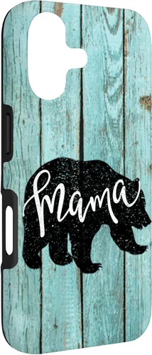 Vista 3 de Turquoise Woodgrain Rustic Farmhouse Shiplap Wood Mama Bear Case for iPhone 17