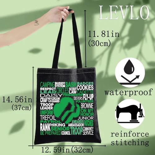 Vista 4 de LEVLO Bolsa de lona Scout, regalo para mamá y líder, bolsa de hombro para mercancía de viaje de exploración, Scout Bt, Mediana, Bolso tote