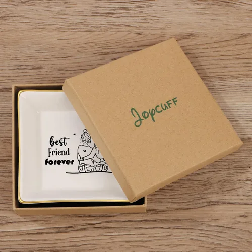 Vista 5 de Regalo para mujeres, mejores amigas, regalos de amistad para ella, plato de cerámica para anillos, bandeja decorativa, regalo único para mejores