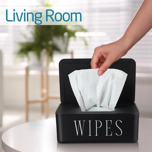 Vista 5 de Paquete de 4 dispensadores de toallitas para bebé, soporte recargable con tapa, contenedor de toallitas higiénicas para baño, caja de almacenamiento