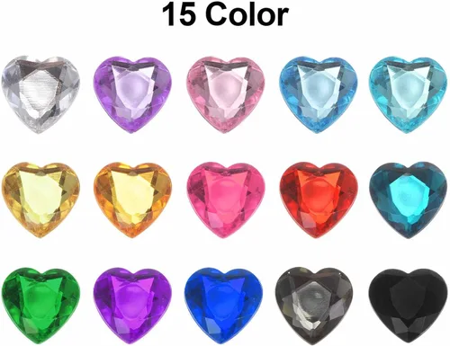 Vista 5 de MECCANIXITY 60 calcomanías acrílicas de diamantes de imitación de corazón de 0.315 in con parte trasera plana, gemas de plástico para manualidades