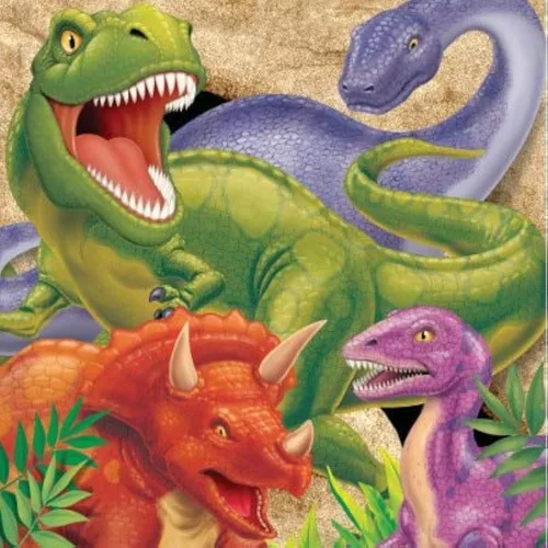 Vista 2 de Creative Converting Servilletas de papel de 3 capas de dinosaurio, almuerzo, explosión de dinosaurio