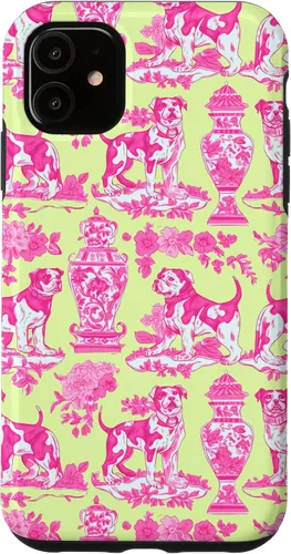 Vista 8 de Chinoiserie Dog Yellow Pink Toile Preppy Grandmillennial Case for iPhone 16