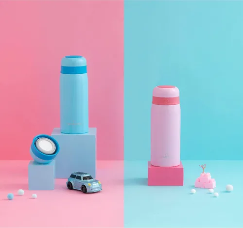 Vista 6 de GrandTies - Botella de agua aislante para niños, botella ligera de acero inoxidable aislada al vacío de 12 onzas, botella térmica de doble pared