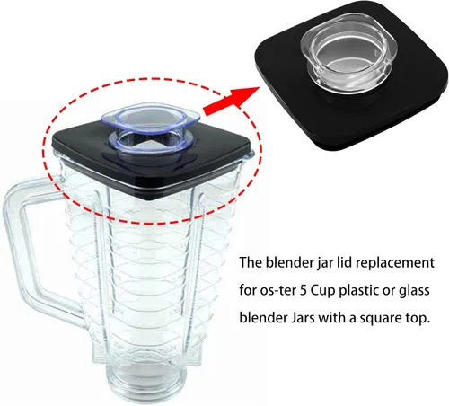 Vista 2 de Tapa cuadrada de licuadora y tapa central adecuada para Os-ter Os-terizer Blender Jar Fit para 4903 Os-ter Blender Square Jar Lid Replacements