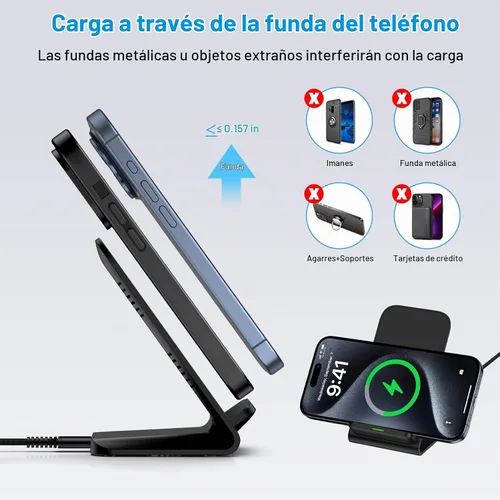 Vista 5 de Cargador inalámbrico Samsung Soporte de carga rápida para Samsung Galaxy