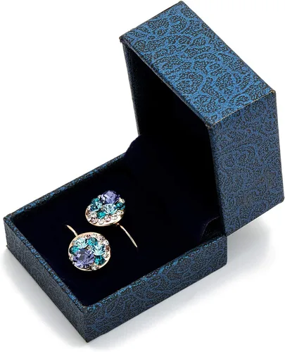 Vista 6 de Pendientes de aro chapados en oro de 14 quilates con cristales Swarovski multicolor para mujer