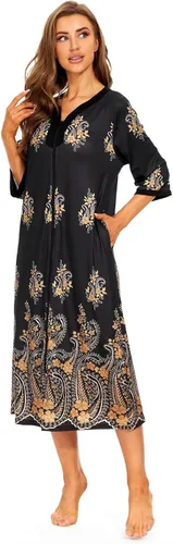 Vista 3 de Bloggerlove House Dresses for Womens Robe Long Zip Up House Coat Half Sleeve Night Gowns Comfy Sleepwear Print Loungewear