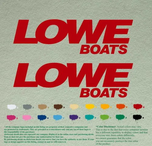 Vista 10 de Par de calcomanías de vinilo de repuesto compatibles con Lowe Boats, motor fuera de borda, juego de 2 (12 pulgadas, negro 070)