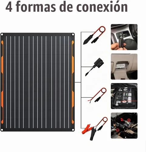 Vista 2 de FlexSolar - Kit de cargador de panel solar de 20 W y 12 V con controlador de carga integrado, cargador de batería solar impermeable portátil
