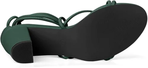 Vista 6 de Allegra K - Sandalias de tacón grueso con tiras delgadas para mujer