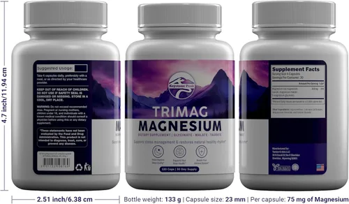Vista 9 de Complejo triple de magnesio – 300 mg por porción – glicinato, taurato, malato – quelado, suave para el estómago – Etiqueta limpia – Hecho en Estados