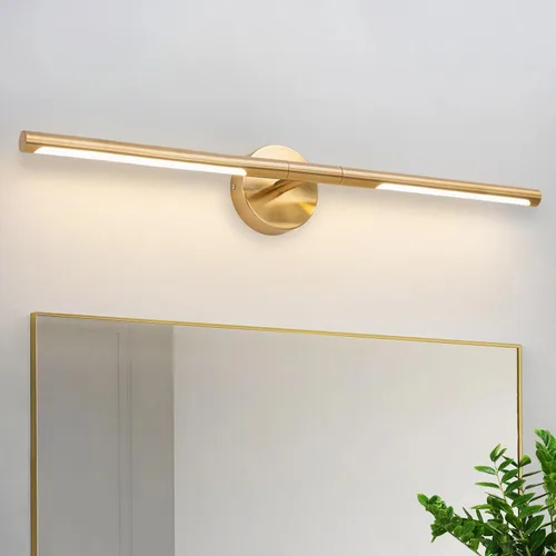 Vista 22 de Lámparas doradas para baño sobre espejo de 24 pulgadas, 18W 360° Giratorias Regulables 4000K Lámpara de Tocador LED de Latón, Luces de Tocador