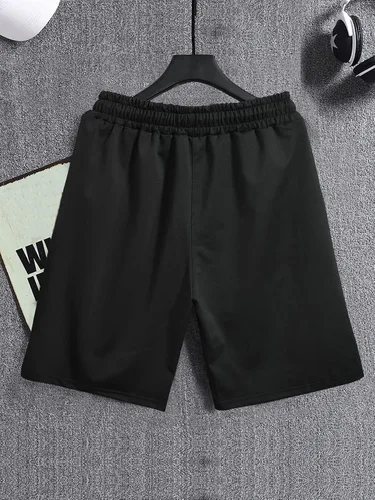 Vista 3 de GORGLITTER Pantalones cortos de entrenamiento con estampado gráfico de oso para hombre, talla grande, con cordón en la cintura, pantalones cortos