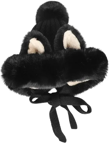 Vista 4 de Gorro de invierno de piel sintética para mujer, con orejas de gato de zorro, con orejera, pompón, sombrero de trampero de felpa cálida rusa