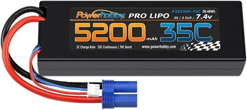 Vista 5 de Powerhobby - Batería Lipo de 2 celdas de 2 celdas, 7.4 V, 5200 mAh, 35c, con enchufe EC5, 2 celdas (paquete de 2)