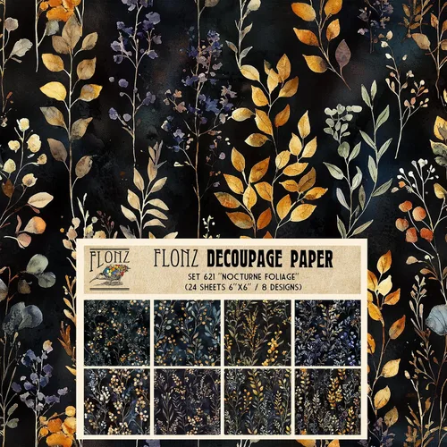 Vista 8 de Paquete de papel Decoupage (24 hojas de 6 x 6 pulgadas), flores índigo: delicados grabados florales azules y blancos inspirados en porcelana clásica