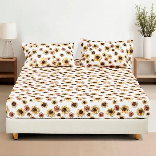 Vista 5 de Virah Bella Juego de sábanas de microfibra con estampado de 4 piezas tamaño queen - Otoño dorado - Blanco
