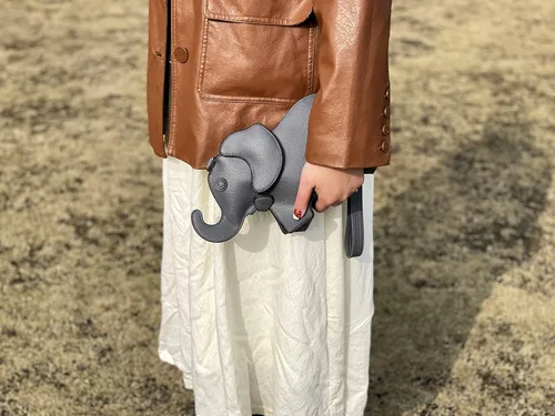 Vista 4 de Lindo bolso de hombro de piel sintética con forma de animal novedoso bolso de elefante regalo para mujeres
