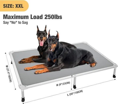Vista 40 de Veehoo Cama elevada para perros a prueba de mordidas - Cuna elevada refrescante para mascotas - Marco de aluminio plateado y tela de malla