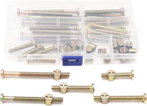 Vista 12 de Kit de tornillos para cama de bebé, 114 piezas [14 tamaños] M6 hexagonal, tuercas de barril surtido, kit surtido para sillas de cuna, cama de cuna
