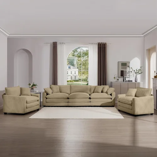 Vista 14 de KEIKI Juego de sofá de 2 piezas con 2 sofás individuales de pana extragrandes, juego de sillas decorativas modernas de 2 plazas tapizadas con 2