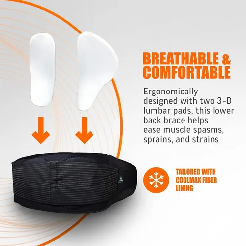 Vista 4 de Cinturón de apoyo lumbar para mujeres y hombres - Tecnología de enfriamiento de alta tecnología Almohadillas lumbares ortopédicas 3D para aliviar