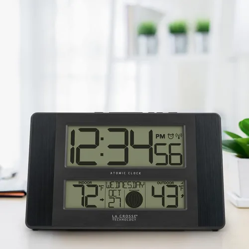 Vista 6 de La Crosse Technology Reloj digital de pared/mesa atómico, 11.1 x 6.5 pulgadas (513-1417BS)