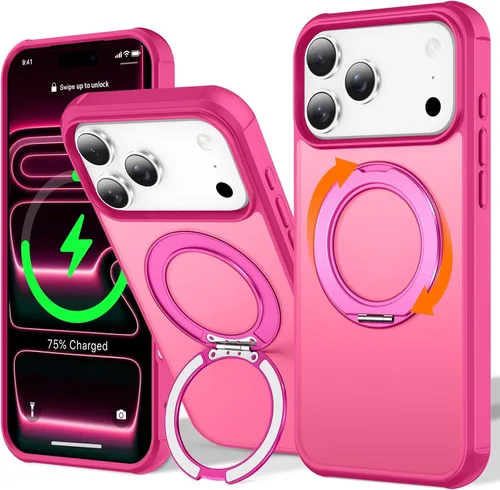 Vista 21 de UMIONE - Funda con diseño de anillo magnético giratorio de 360° para iPhone 11, soporte de bucle invisible integrado, compatible con Magsafe, funda