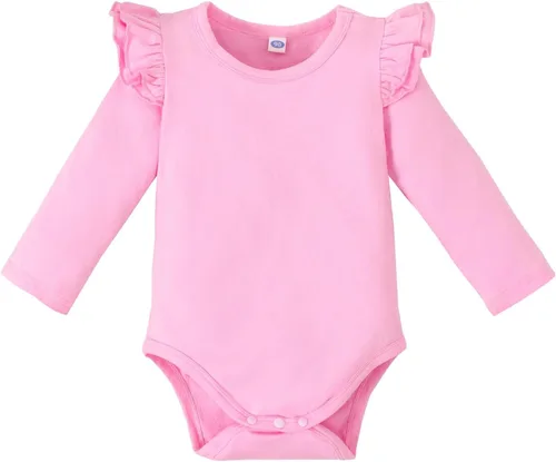 Vista 7 de Magic Park 0-24M Mameluco para bebé niña, traje de una pieza para bebé niña de color sólido, camiseta con volantes para niña, camiseta para bautizo