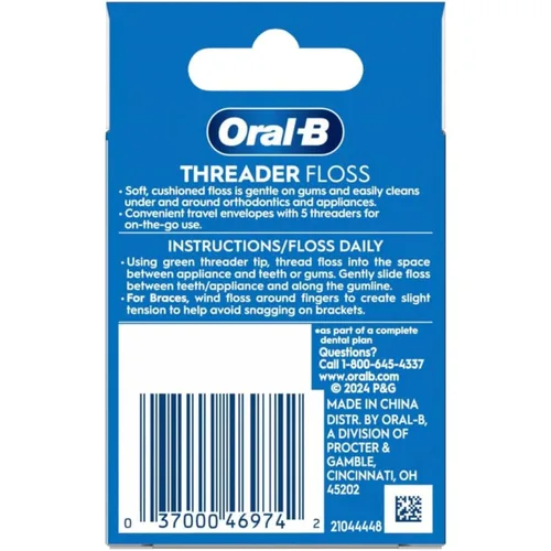 Vista 2 de Oral-B - Hilo dental (30 unidades), 6 sobres de 5 enhebradores (paquete de 8)