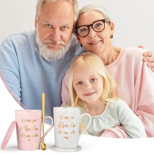 Vista 3 de Maustic Abuela Abuelo Regalos en español, Las Mejores Tazas de Café de Abuela y Abuelo, Tazas de Café de la Mejor Abuela y Abuelo del Mundo, Regalos