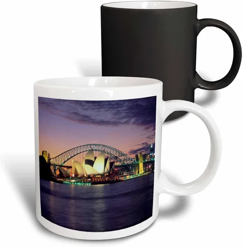 Vista 8 de 3dRose mug_66291_6 "Sydney, Australia purple and pink sunset" - Taza de dos tonos, 11 onzas, multicolor 2-Blanco