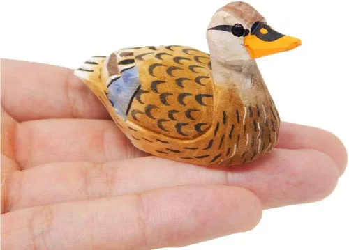Vista 9 de Selsela - Estatua de pato tallada a mano en madera, miniatura de animal pequeño, decoración. Regalos inspirados en la naturaleza y coleccionables