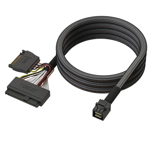 Vista 5 de LINKUP Cable interno U.2 16G Mini SAS HD a SFF-8639 3.9 ft PCIe Gen4, 85 ohmios, con alimentación SATA
