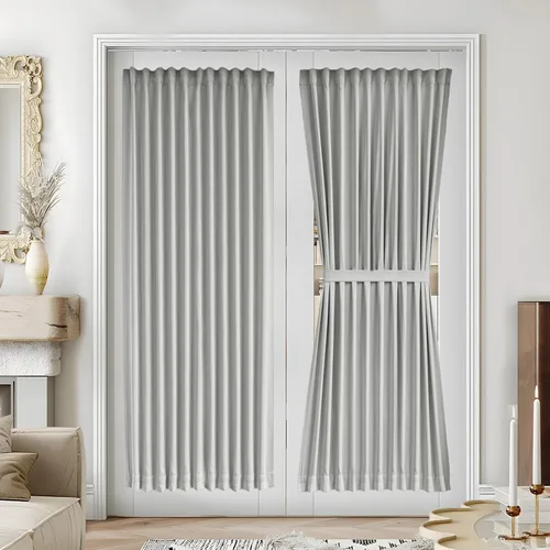 Vista 107 de Vatge Cortinas laterales autoadhesivas para puertas de cristal, sin taladro, extraíble, panel de filtrado de luz, 1 panel, 12 pulgadas de ancho x 60