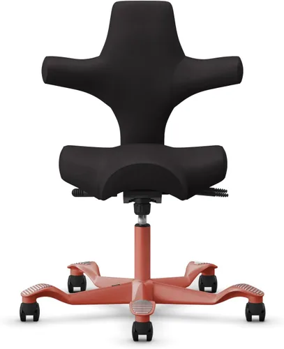 Vista 5 de HAG Capisco Sit to Stand Chair-Blush Rose Frame-Upholstered Black Onyx Vinyl