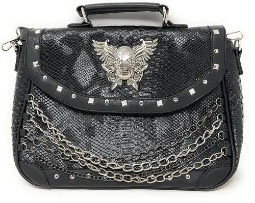 Vista 3 de Texas West Bolso de mano oculto con cadena de calavera para mujer