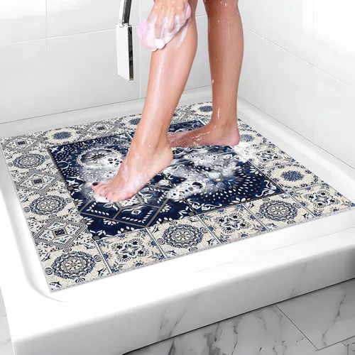 Vista 21 de Tapete de ducha antideslizante de 20 x 20 pulgadas, esponja de PVC para masaje, segura, antideslizante, cuadrado, tapete de baño de ducha suave